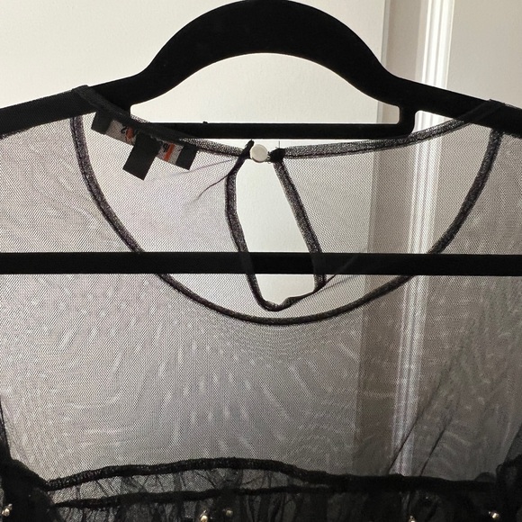 Black Sheer Ruffle Top - Picture 3 of 4